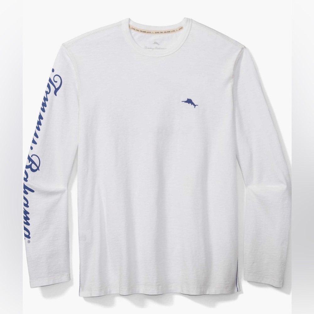 NWOT Tommy Bahama White and Blue Long Sleeve Tee